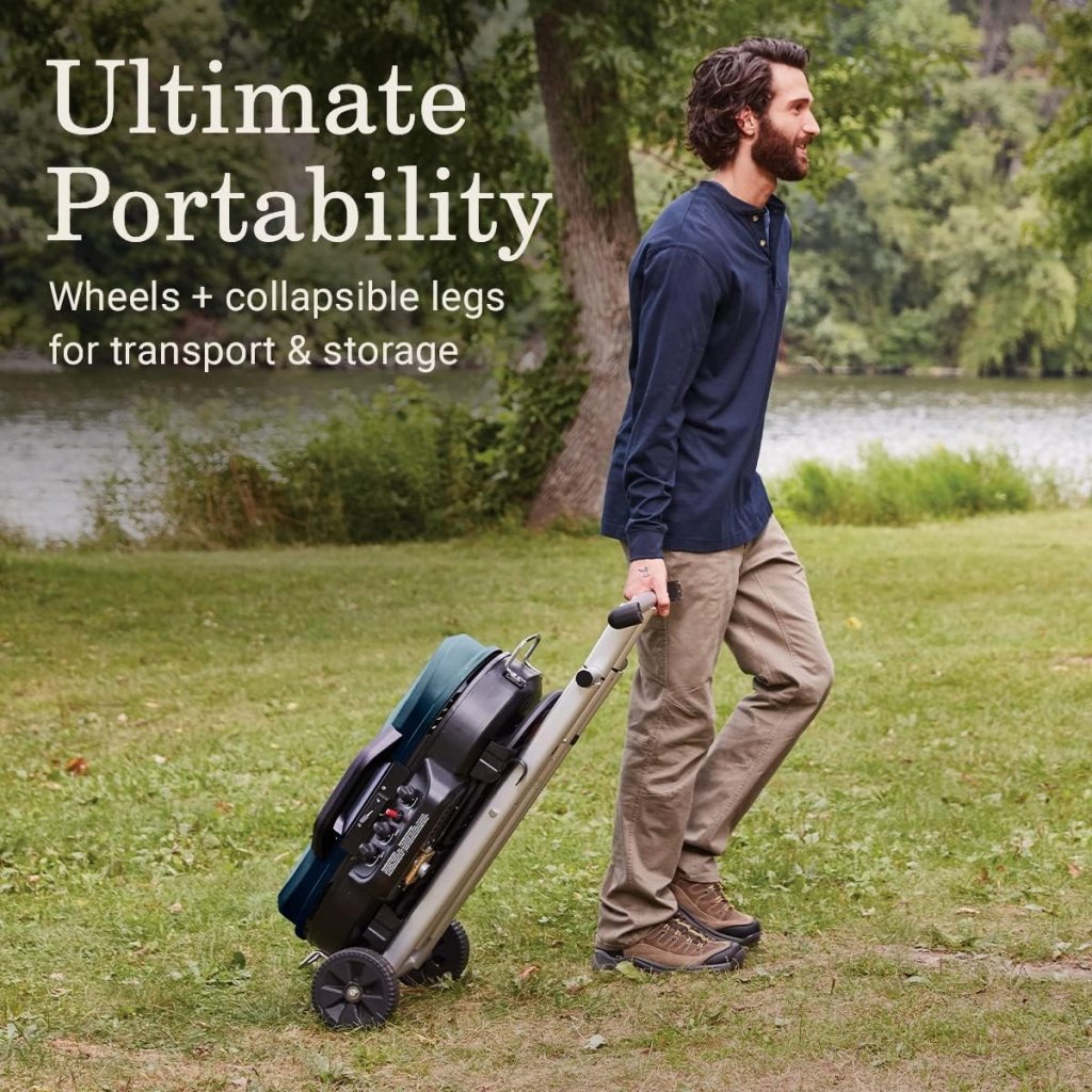 RoadTrip 285 Portable Stand - Up Propane Grill with 3 Adjustable Burners & Instastart Ignition, 20,000 BTUs of Power for Outdoor Cooking, Camping, Tailgating, Grilling, BBQs, & More - Wigtrends