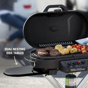 RoadTrip 285 Portable Stand - Up Propane Grill with 3 Adjustable Burners & Instastart Ignition, 20,000 BTUs of Power for Outdoor Cooking, Camping, Tailgating, Grilling, BBQs, & More - Wigtrends
