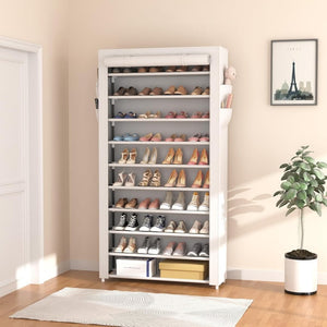 ROJASOP 10 Tier Shoe Rack with Covers,Large Capacity Stackable Tall Shoe Shelf Storage to 50 - 55 Pairs Shoes and Boots Sturdy Metal Free Standing Shoe Rack Organizer for Closet Entryway Garage - Wigtrends