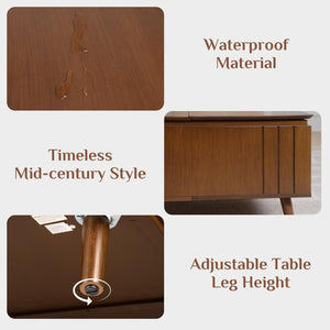 Round Coffee Table with Storage,Fluted Center Table with Sliding Cabinet Door for Living Room,Home Small Space,31.5" Small Center Table,Walnut - Wigtrends