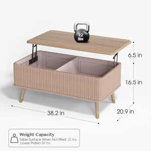 Round Coffee Table with Storage,Fluted Center Table with Sliding Cabinet Door for Living Room,Home Small Space,31.5" Small Center Table,Walnut - Wigtrends