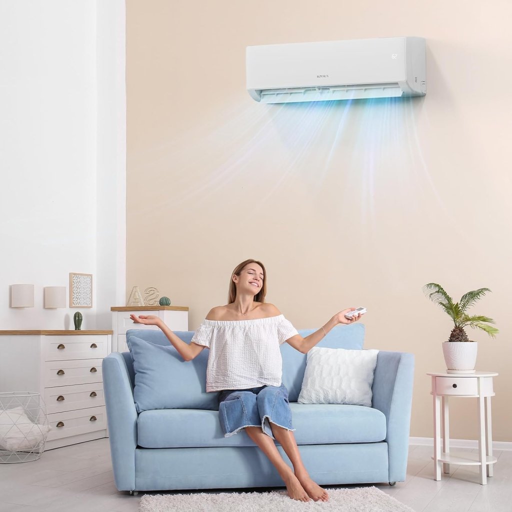 ROVSUN 9000 BTU Wifi Enabled Mini Split Air Conditioner & Heater with Inverter, 19 SEER2 Energy Saving 115V Ductless Split AC Unit with Pre - Charged Condenser, Heat Pump & Installation Kit - Wigtrends