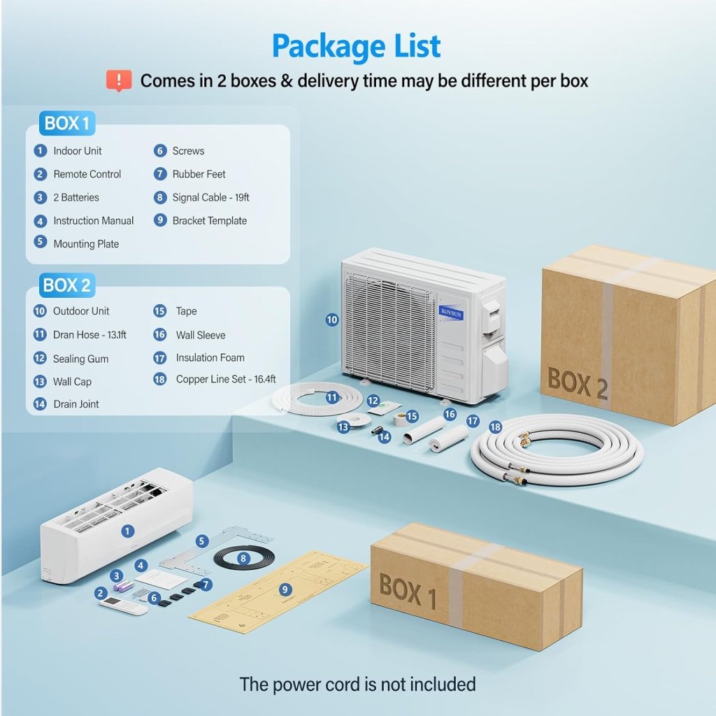 ROVSUN 9000 BTU Wifi Enabled Mini Split Air Conditioner & Heater with Inverter, 19 SEER2 Energy Saving 115V Ductless Split AC Unit with Pre - Charged Condenser, Heat Pump & Installation Kit - Wigtrends