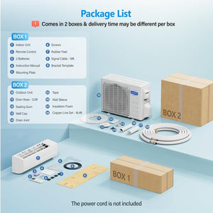 ROVSUN 9000 BTU Wifi Enabled Mini Split Air Conditioner & Heater with Inverter, 19 SEER2 Energy Saving 115V Ductless Split AC Unit with Pre - Charged Condenser, Heat Pump & Installation Kit - Wigtrends