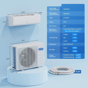ROVSUN 9000 BTU Wifi Enabled Mini Split Air Conditioner & Heater with Inverter, 19 SEER2 Energy Saving 115V Ductless Split AC Unit with Pre - Charged Condenser, Heat Pump & Installation Kit - Wigtrends
