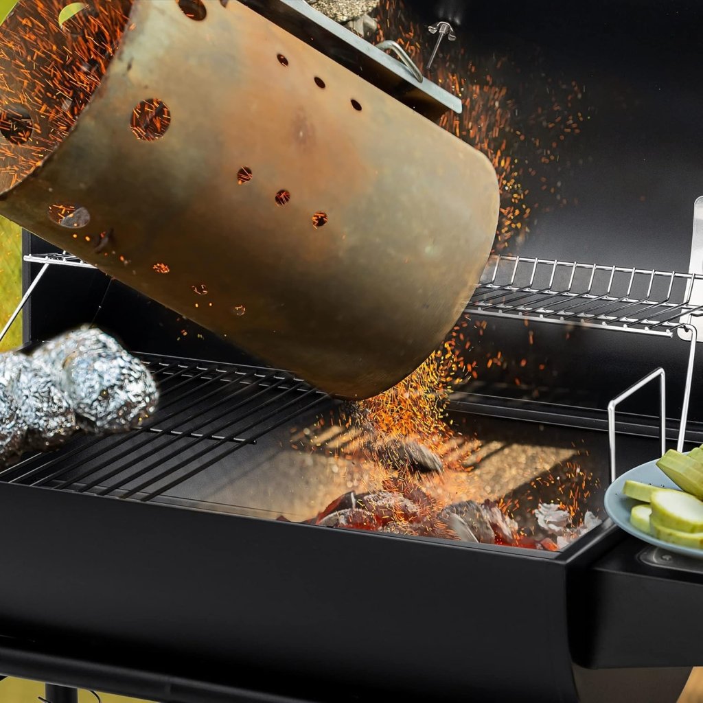Royal Gourmet CC1830 30 Inch Barrel Charcoal Grill with Side Table, Outdoor BBQ Grill with 627 Sq. In. Cooking Space for Backyard, Patio and Parties, Black - Wigtrends