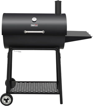 Royal Gourmet CC1830 30 Inch Barrel Charcoal Grill with Side Table, Outdoor BBQ Grill with 627 Sq. In. Cooking Space for Backyard, Patio and Parties, Black - Wigtrends