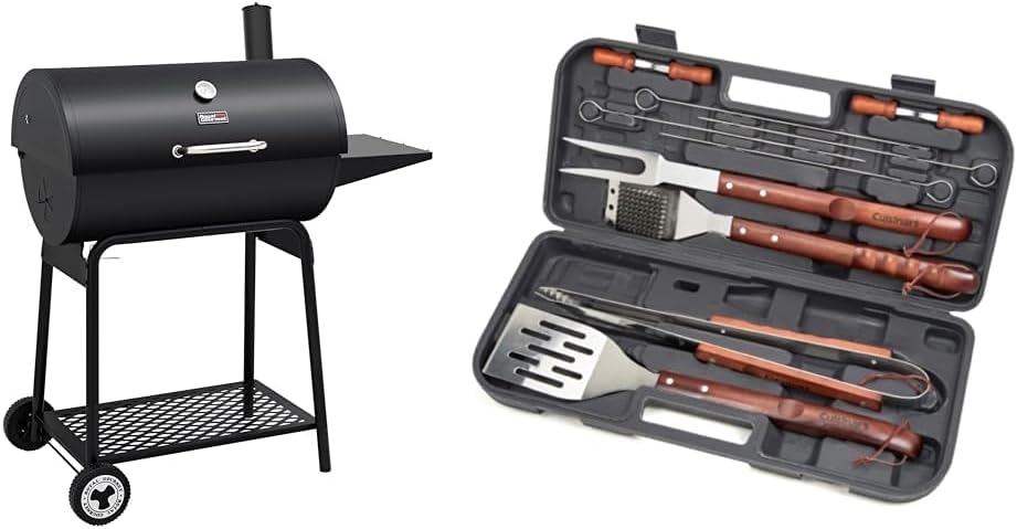 Royal Gourmet CC1830 30 Inch Barrel Charcoal Grill with Side Table, Outdoor BBQ Grill with 627 Sq. In. Cooking Space for Backyard, Patio and Parties, Black - Wigtrends
