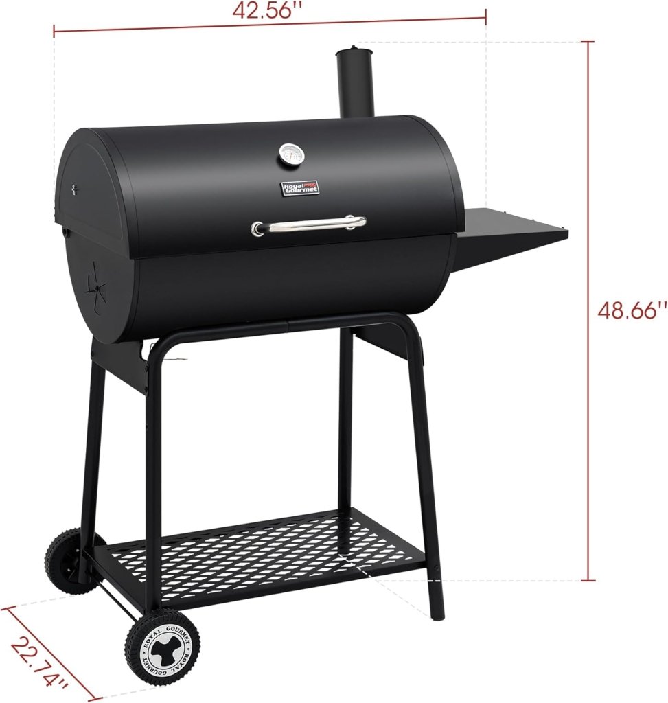Royal Gourmet CC1830 30 Inch Barrel Charcoal Grill with Side Table, Outdoor BBQ Grill with 627 Sq. In. Cooking Space for Backyard, Patio and Parties, Black - Wigtrends