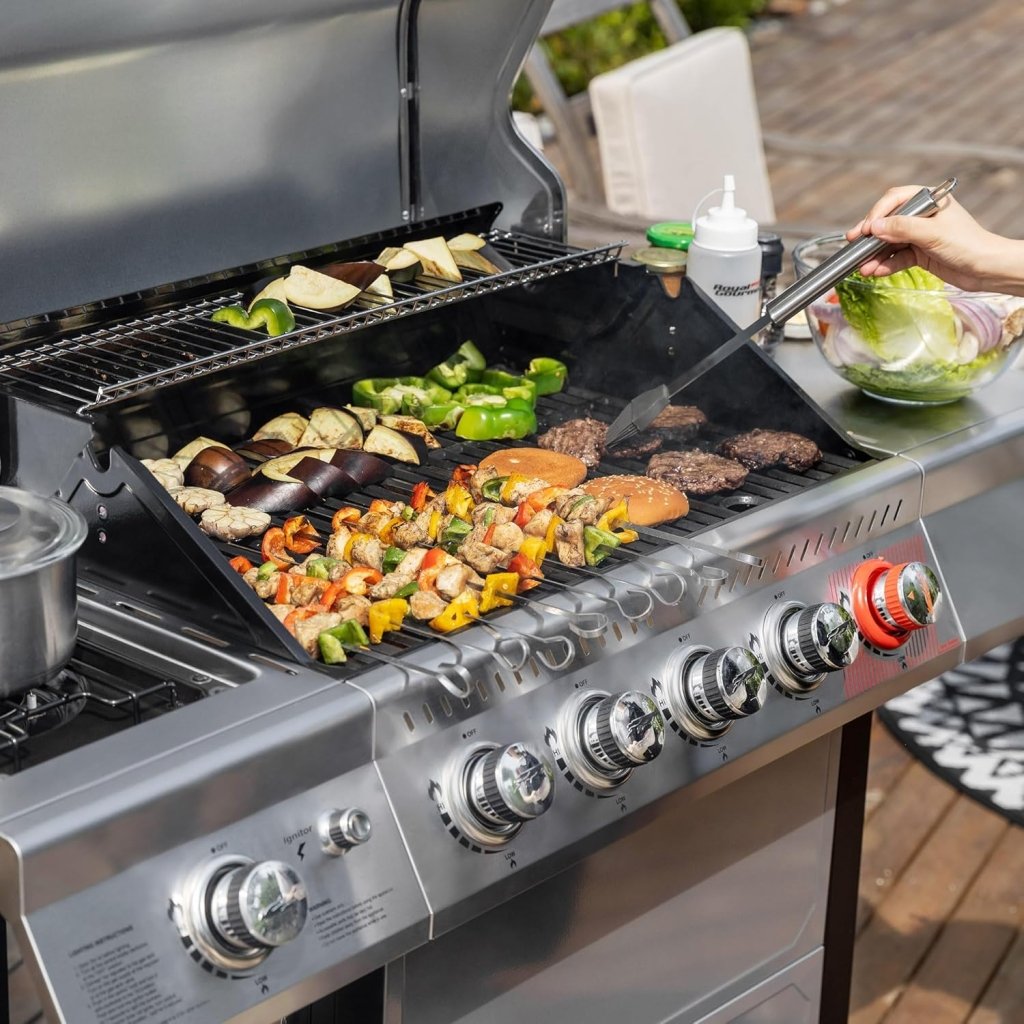 Royal Gourmet GA5401T 5 - Burner Propane Gas Grill with Sear Burner and Side Burner, Stainless Steel BBQ Grill with 632 Sq. In. Grilling Area for Outdoor Barbecue Cooking, 64,000 BTUs, Silver - Wigtrends