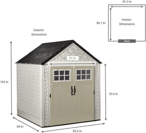 Rubbermaid Resin Outdoor Storage Shed With Floor (7 x 7 Ft) Weather Resistant Gray Organization for Home/Backyard/Garden Tools/Lawn Mower/Bike Storage/Pool Supplies - Wigtrends