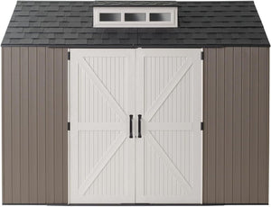 Rubbermaid Resin Outdoor Storage Shed With Floor (7 x 7 Ft) Weather Resistant Gray Organization for Home/Backyard/Garden Tools/Lawn Mower/Bike Storage/Pool Supplies - Wigtrends