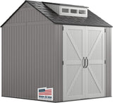 Rubbermaid Resin Outdoor Storage Shed With Floor (7 x 7 Ft) Weather Resistant Gray Organization for Home/Backyard/Garden Tools/Lawn Mower/Bike Storage/Pool Supplies - Wigtrends