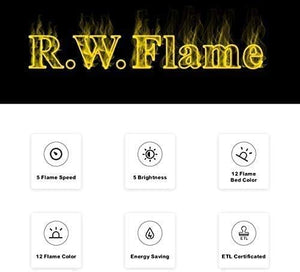 R.W.FLAME 60" Recessed and Wall Mounted Electric Fireplace, Low Noise, Fit for 2 x 6 Stud, Remote Control with Timer, Touch Screen, Adjustable Flame Color and Speed, 750 - 1500W - Wigtrends