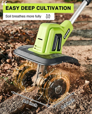 Saker 22V Cordless Electric Garden Tiller Cultivator, Lightweight Rototiller for Gardening, 9 - Inch Tilling Width, 6.3 - Inch Depth for Soil Preparation, Weeding, and Gardening 2 Batteries SK - TC18B - Wigtrends