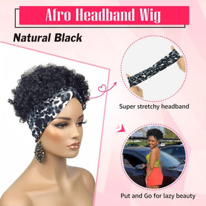 Salt and pepper headband wig human hair wigs Grey ponytails Afro Headband Wig - Wigtrends