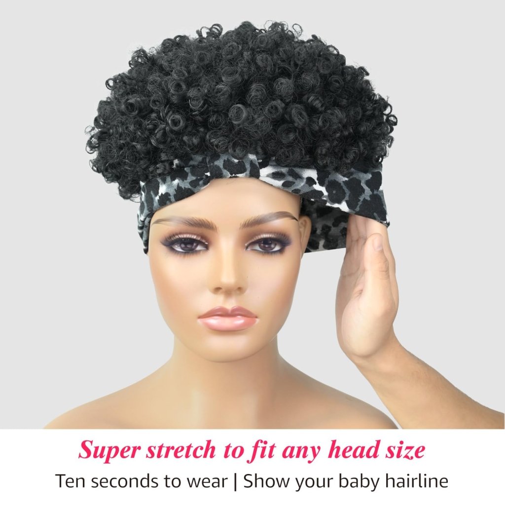 Salt and pepper headband wig human hair wigs Grey ponytails Afro Headband Wig - Wigtrends