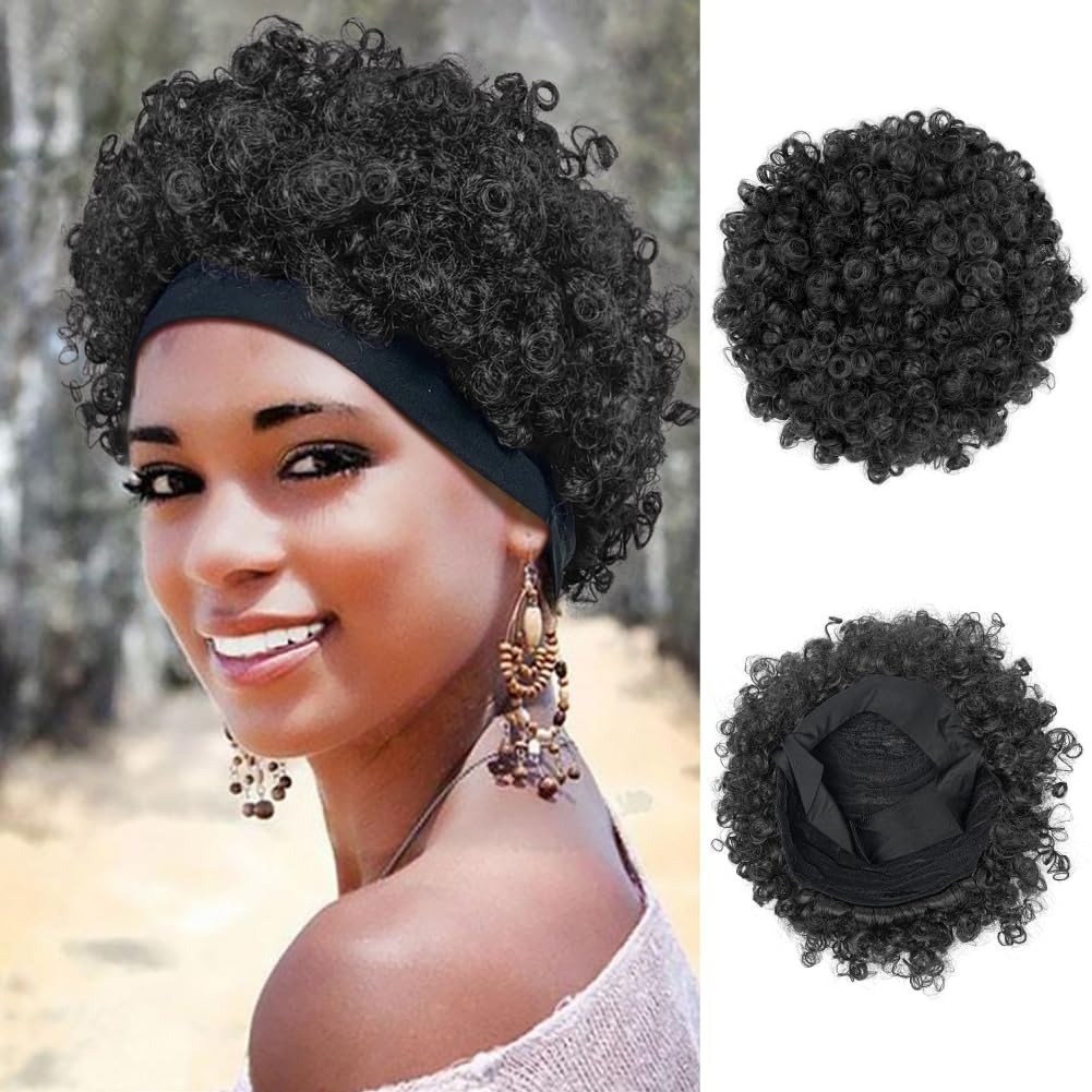 Salt and pepper headband wig human hair wigs Grey ponytails Afro Headband Wig - Wigtrends