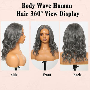 Salt And Pepper Human Hair Wigs Glueless HD Lace Front Wig - Wigtrends