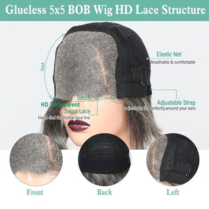 Salt And Pepper Human Hair Wigs Straight Grey Glueless Wig Human Hair Wigs - Wigtrends