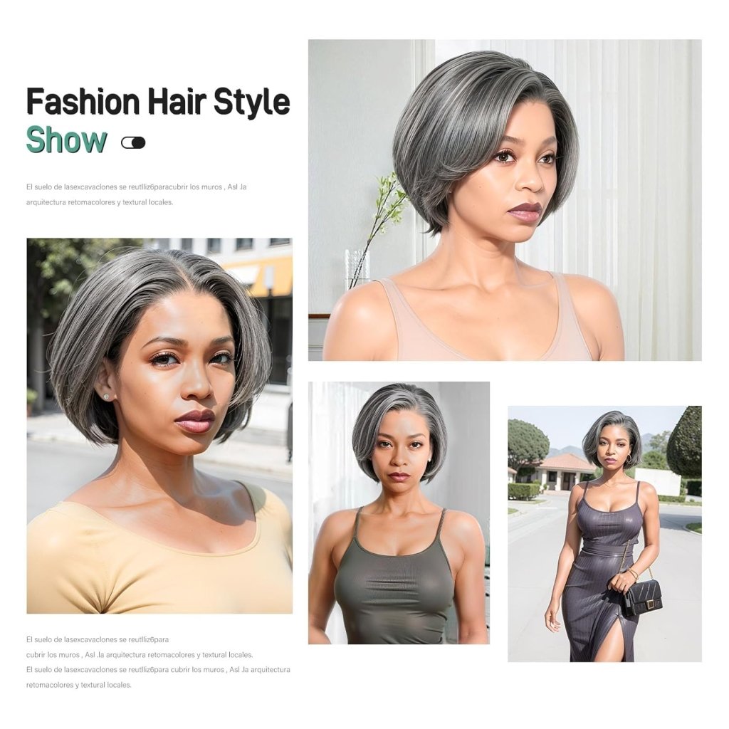 Salt And Pepper Human Hair Wigs Straight Grey Glueless Wig Human Hair Wigs - Wigtrends