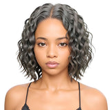 Salt And Pepper Human Hair Wigs Water Wave Grey Lace Front Wigs Short Bob Wig for Black Women - Wigtrends