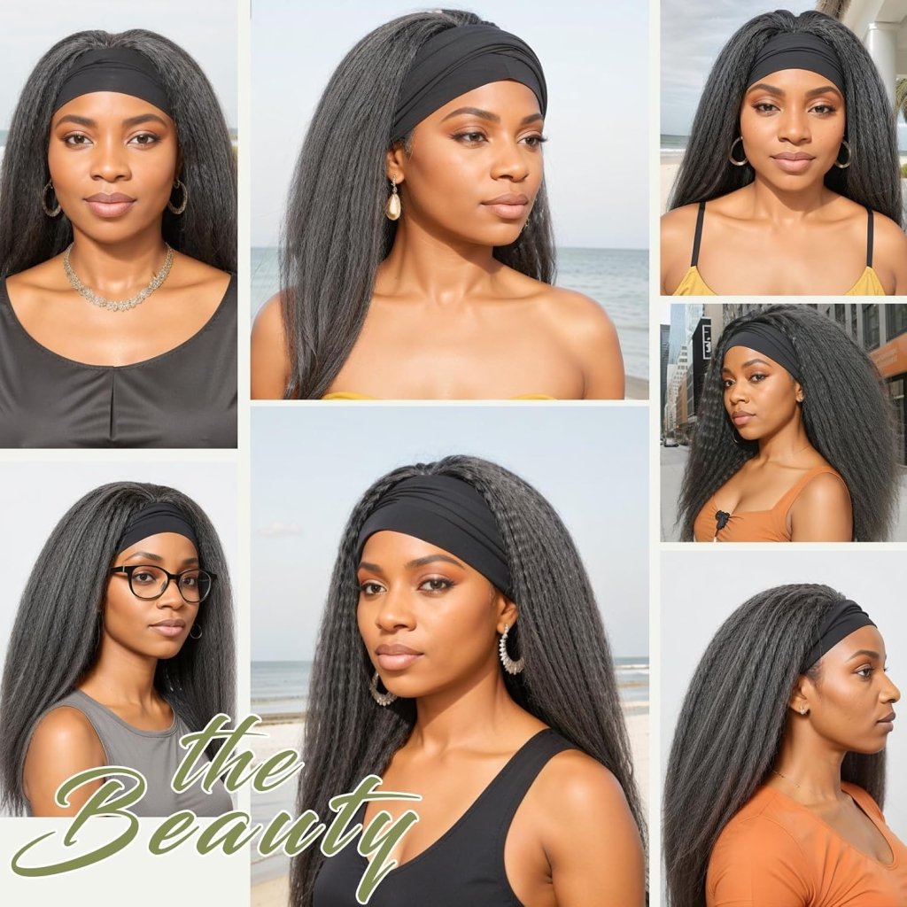 Salt And Pepper Wigs Human Hair Headband Wig Glueless Grey Kinky Straight Headband Wig No Lace Front - Wigtrends