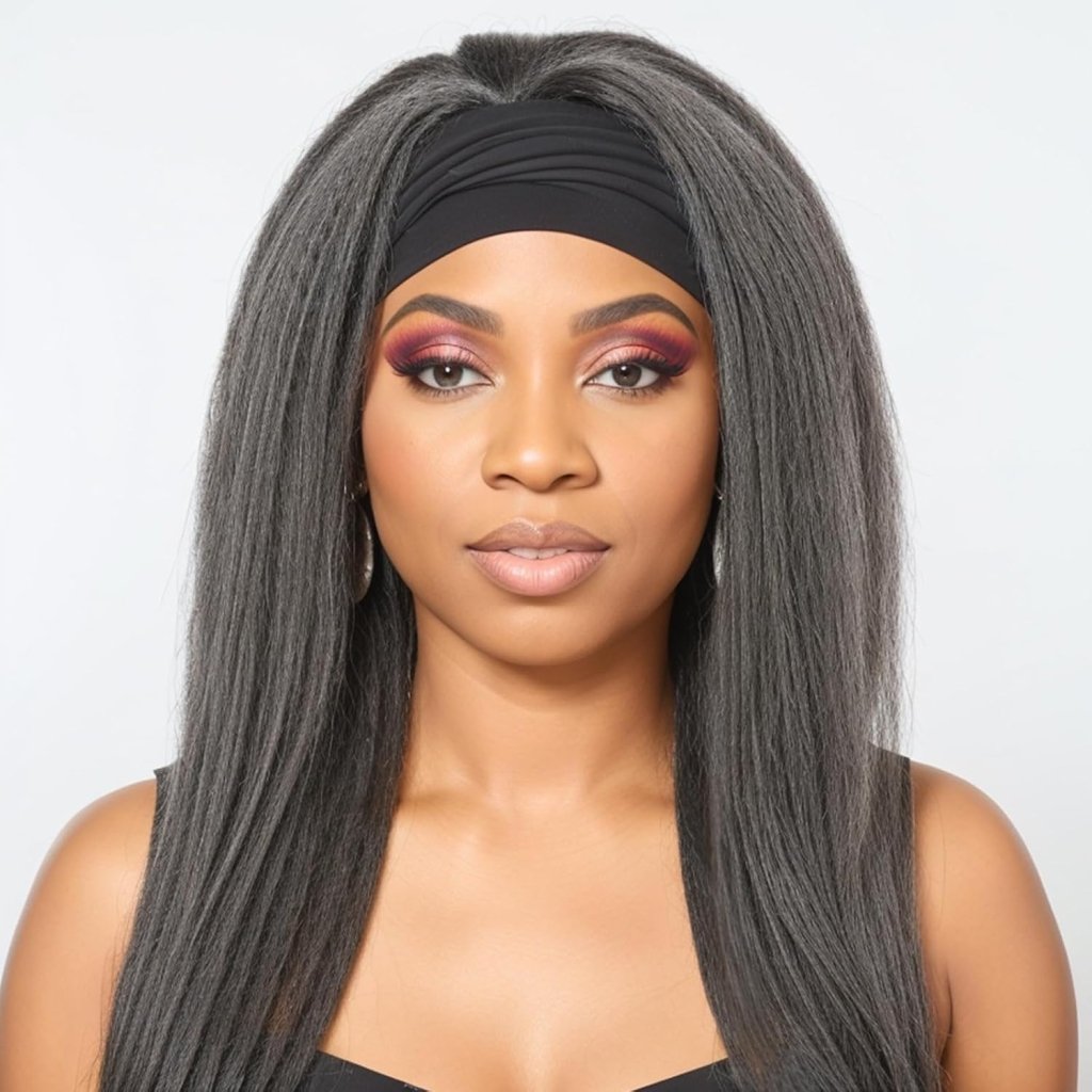 Salt And Pepper Wigs Human Hair Headband Wig Glueless Grey Kinky Straight Headband Wig No Lace Front - Wigtrends