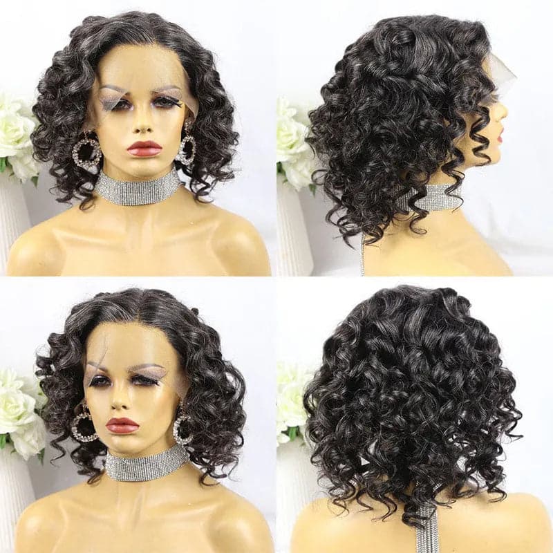 Salt & Pepper Loose Deep Wave 13x4 T Closure Bob Wig - Wigtrends