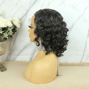 Salt & Pepper Loose Deep Wave 13x4 T Closure Bob Wig - Wigtrends