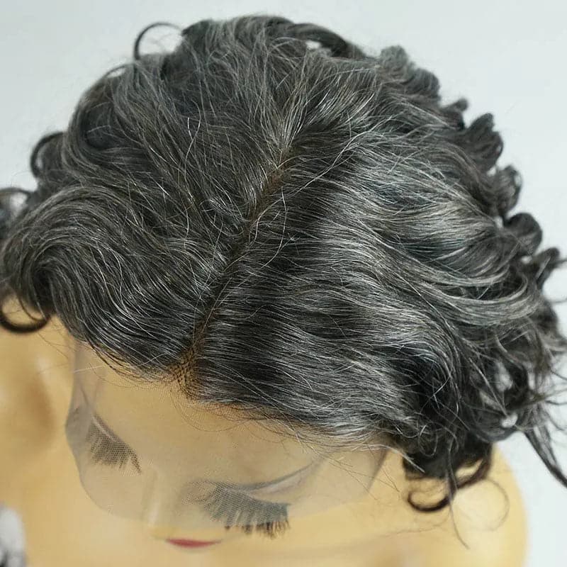 Salt & Pepper Loose Deep Wave 13x4 T Closure Bob Wig - Wigtrends