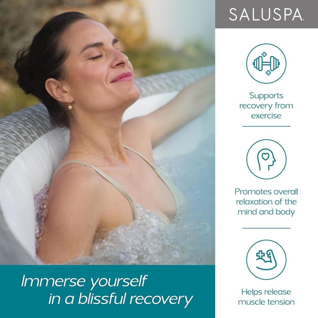 SaluSpa Aruba AirJet Large Round 2 to 3 Person Inflatable Hot Tub Portable Outdoor Spa with 110 AirJets and EnergySense Cover, Grey - Wigtrends