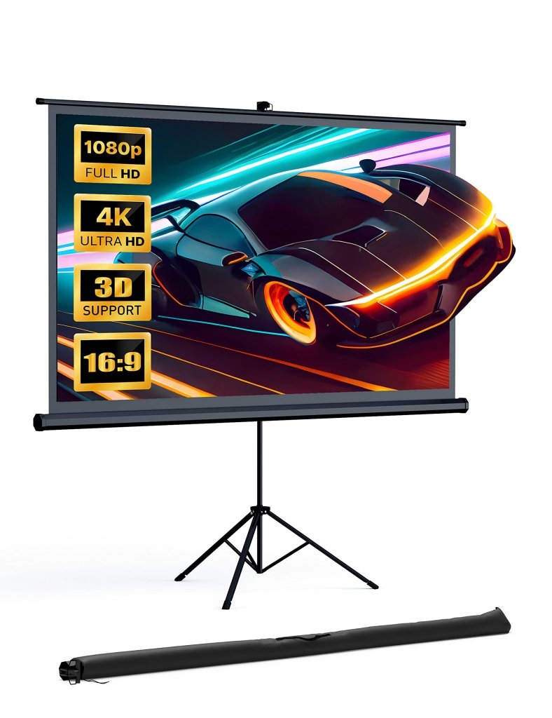 Screen with Stand, HYZ 120 inch Projector Screen 4K HD with Wrinkle - Free Design - Wigtrends