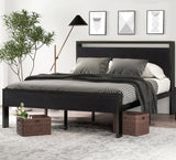 SHA CERLIN 14 Inch Full Size Metal Platform Bed Frame with Wooden Headboard and Footboard, Mattress Foundation, No Box Spring Needed, Large Under Bed Storage, Non - Slip Without Noise, Mahogany - Wigtrends