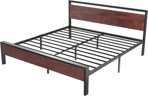 SHA CERLIN 14 Inch Full Size Metal Platform Bed Frame with Wooden Headboard and Footboard, Mattress Foundation, No Box Spring Needed, Large Under Bed Storage, Non - Slip Without Noise, Mahogany - Wigtrends