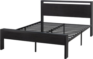 SHA CERLIN 14 Inch Full Size Metal Platform Bed Frame with Wooden Headboard and Footboard, Mattress Foundation, No Box Spring Needed, Large Under Bed Storage, Non - Slip Without Noise, Mahogany - Wigtrends