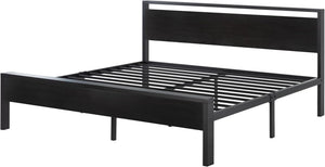 SHA CERLIN 14 Inch Full Size Metal Platform Bed Frame with Wooden Headboard and Footboard, Mattress Foundation, No Box Spring Needed, Large Under Bed Storage, Non - Slip Without Noise, Mahogany - Wigtrends