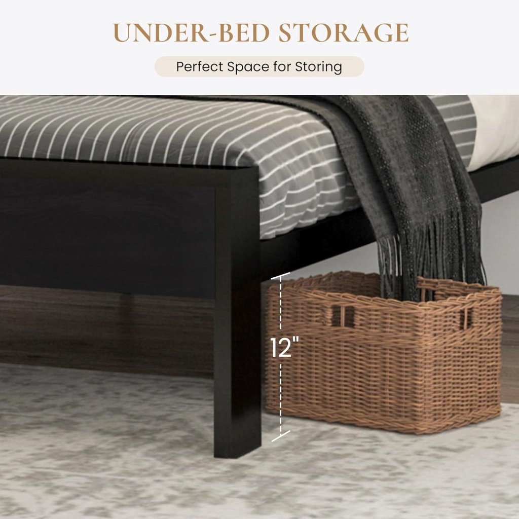 SHA CERLIN 14 Inch Full Size Metal Platform Bed Frame with Wooden Headboard and Footboard, Mattress Foundation, No Box Spring Needed, Large Under Bed Storage, Non - Slip Without Noise, Mahogany - Wigtrends
