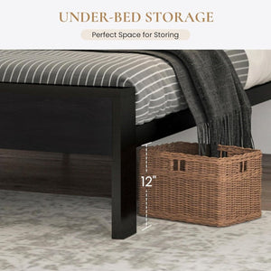 SHA CERLIN 14 Inch Full Size Metal Platform Bed Frame with Wooden Headboard and Footboard, Mattress Foundation, No Box Spring Needed, Large Under Bed Storage, Non - Slip Without Noise, Mahogany - Wigtrends