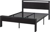 SHA CERLIN 14 Inch Queen Size Metal Platform Bed Frame with Wooden Headboard and Footboard, Mattress Foundation, No Box Spring Needed, Large Under Bed Storage, Non - Slip Without Noise, Black Oak - Wigtrends