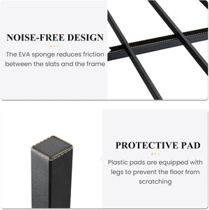 SHA CERLIN 14 Inch Queen Size Metal Platform Bed Frame with Wooden Headboard and Footboard, Mattress Foundation, No Box Spring Needed, Large Under Bed Storage, Non - Slip Without Noise, Black Oak - Wigtrends