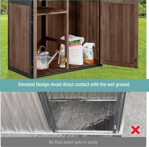 Sheds Outdoor Storage Garden Shed with Metal Frame Structure and Adjustable Shelves Large Capacity Storage Tool Cabinet Box for Backyard Garden Patio Lawn (Brown) - Wigtrends
