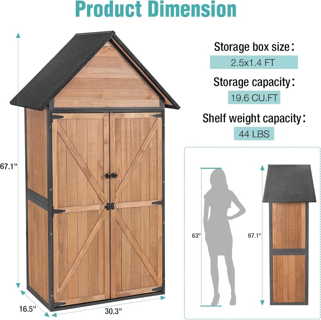 Sheds Outdoor Storage Garden Shed with Metal Frame Structure and Adjustable Shelves Large Capacity Storage Tool Cabinet Box for Backyard Garden Patio Lawn (Brown) - Wigtrends
