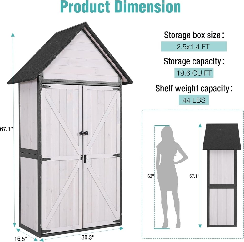 Sheds Outdoor Storage Garden Shed with Metal Frame Structure and Adjustable Shelves Large Capacity Storage Tool Cabinet Box for Backyard Garden Patio Lawn (Brown) - Wigtrends