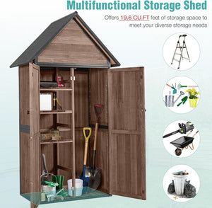 Sheds Outdoor Storage Garden Shed with Metal Frame Structure and Adjustable Shelves Large Capacity Storage Tool Cabinet Box for Backyard Garden Patio Lawn (Brown) - Wigtrends
