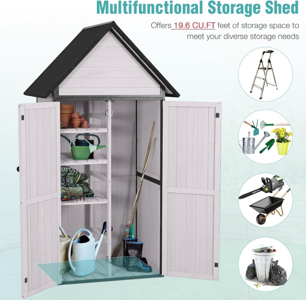 Sheds Outdoor Storage Garden Shed with Metal Frame Structure and Adjustable Shelves Large Capacity Storage Tool Cabinet Box for Backyard Garden Patio Lawn (Brown) - Wigtrends