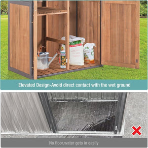 Sheds Outdoor Storage Garden Shed with Metal Frame Structure and Adjustable Shelves Large Capacity Storage Tool Cabinet Box for Backyard Garden Patio Lawn (Brown) - Wigtrends