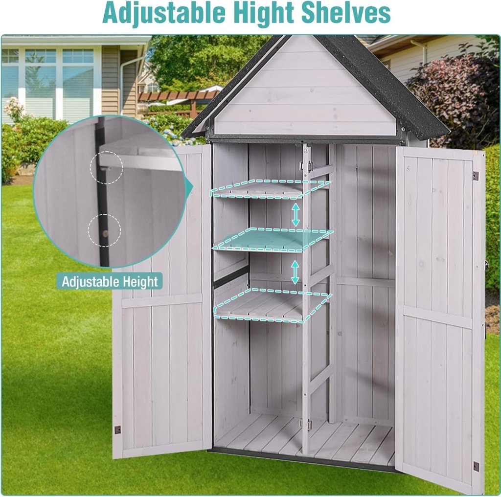 Sheds Outdoor Storage Garden Shed with Metal Frame Structure and Adjustable Shelves Large Capacity Storage Tool Cabinet Box for Backyard Garden Patio Lawn (Brown) - Wigtrends