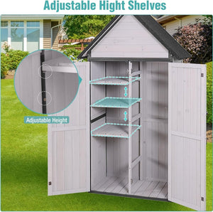 Sheds Outdoor Storage Garden Shed with Metal Frame Structure and Adjustable Shelves Large Capacity Storage Tool Cabinet Box for Backyard Garden Patio Lawn (Brown) - Wigtrends