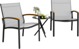 Shintenchi 3 Pieces Patio Bistro Sets, Outdoor Textilene Fabric Conversation Bistro Set, Textilene Fabric Front Porch Chairs Small Patio Furniture Set with Table for Lawn,Garden,Balcony (Black) - Wigtrends
